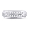 14kt White Gold Mens Round Diamond Double Row Wedding Band Ring 1/2 Cttw