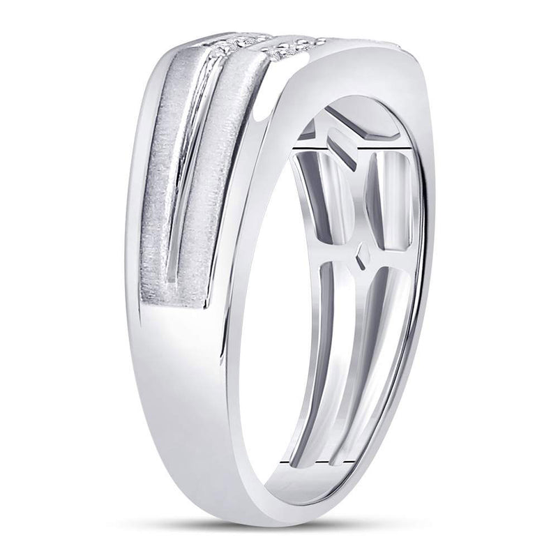 14kt White Gold Mens Round Diamond Double Row Wedding Band Ring 1/2 Cttw