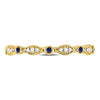 10kt Yellow Gold Womens Round Blue Sapphire Diamond Stackable Band Ring 1/10 Cttw