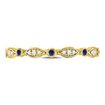 10kt Yellow Gold Womens Round Blue Sapphire Diamond Stackable Band Ring 1/10 Cttw