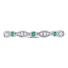 10kt White Gold Womens Round Emerald Diamond Marquise Dot Stackable Band Ring 1/8 Cttw