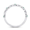 10kt White Gold Womens Round Emerald Diamond Marquise Dot Stackable Band Ring 1/8 Cttw