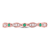 10kt Rose Gold Womens Round Emerald Diamond Marquise Dot Stackable Band Ring 1/8 Cttw