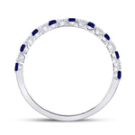 10kt White Gold Womens Princess Blue Sapphire Diamond Stackable Band Ring 3/8 Cttw