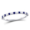 10kt White Gold Womens Princess Blue Sapphire Diamond Stackable Band Ring 3/8 Cttw