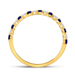 10kt Yellow Gold Womens Princess Blue Sapphire Diamond Stackable Band Ring 3/8 Cttw