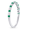 10kt White Gold Womens Princess Emerald Diamond Alternating Stackable Band Ring 1/3 Cttw