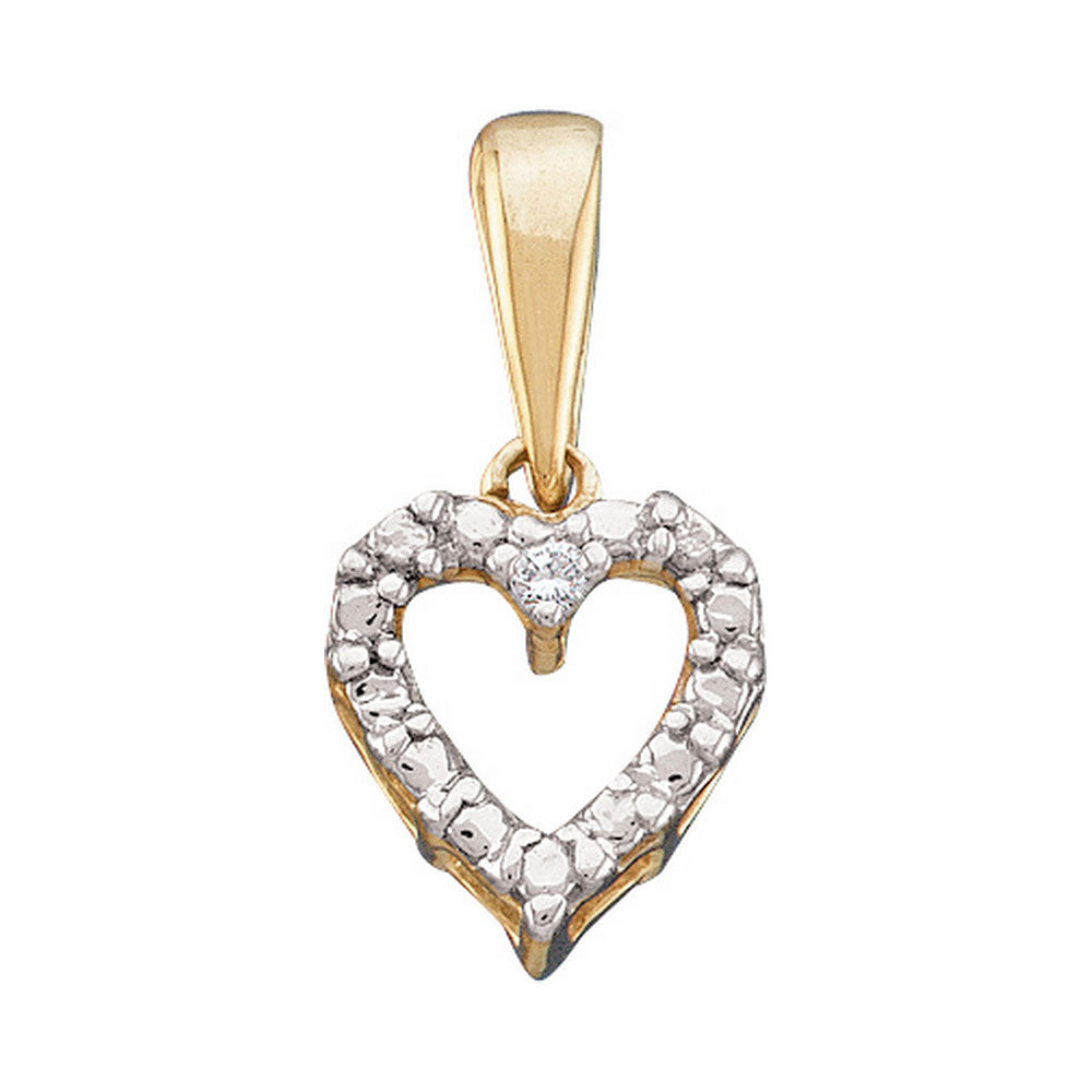 10kt Yellow Gold Womens Round Diamond Heart Pendant .01 Cttw