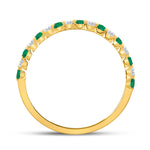 10kt Yellow Gold Womens Princess Emerald Diamond Alternating Stackable Band Ring 1/3 Cttw