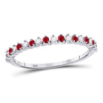 10kt White Gold Womens Round Ruby Diamond Stackable Band Ring 1/4 Cttw