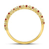 10kt Yellow Gold Womens Round Ruby Diamond Stackable Band Ring 1/4 Cttw