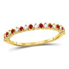 10kt Yellow Gold Womens Round Ruby Diamond Stackable Band Ring 1/4 Cttw