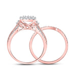 10kt Rose Gold Round Diamond Cable Bridal Wedding Ring Band Set 7/8 Cttw