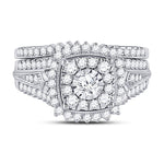 10kt White Gold Round Diamond Bridal Wedding Ring Band Set 1-1/4 Cttw