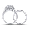 10kt White Gold Round Diamond Bridal Wedding Ring Band Set 1-1/4 Cttw