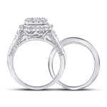 10kt White Gold Round Diamond Bridal Wedding Ring Band Set 1-1/4 Cttw