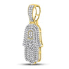 10kt Yellow Gold Mens Round Diamond Hamsa Charm Pendant 1/2 Cttw