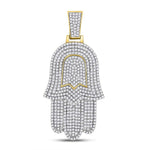 10kt Yellow Gold Mens Round Diamond Hamsa Charm Pendant 1-1/2 Cttw