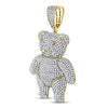 10kt Yellow Gold Mens Round Diamond Teddy Bear Charm Pendant 3-1/5 Cttw