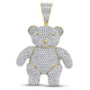 10kt Yellow Gold Mens Round Diamond Teddy Bear Charm Pendant 3-1/5 Cttw