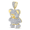 10kt Yellow Gold Mens Round Diamond Teddy Bear Charm Pendant 2 Cttw