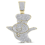 10kt Yellow Gold Mens Round Diamond Doughboy Charm Pendant 1-1/3 Cttw