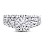 10kt White Gold Round Diamond Bridal Wedding Ring Band Set 7/8 Cttw