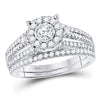 10kt White Gold Round Diamond Bridal Wedding Ring Band Set 7/8 Cttw