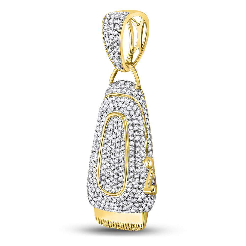 10kt Yellow Gold Mens Round Diamond Barber Clipper Trimmer Charm Pendant 1 Cttw