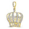 10kt Yellow Gold Mens Round Diamond King Crown Charm Pendant 1 Cttw