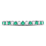 10kt White Gold Womens Round Emerald Diamond Stackable Band Ring 1/5 Cttw