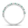 10kt White Gold Womens Round Emerald Diamond Stackable Band Ring 1/5 Cttw