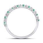 10kt White Gold Womens Round Emerald Diamond Stackable Band Ring 1/5 Cttw