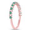 10kt Rose Gold Womens Round Emerald Diamond Stackable Band Ring 1/5 Cttw