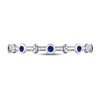 10kt White Gold Womens Round Blue Sapphire Dot Flower Stackable Band Ring 1/12 Cttw