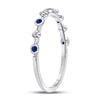 10kt White Gold Womens Round Blue Sapphire Dot Flower Stackable Band Ring 1/12 Cttw