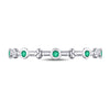 10kt White Gold Womens Round Emerald Dot Flower Stackable Band Ring 1/12 Cttw