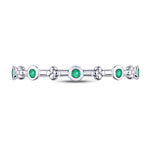 10kt White Gold Womens Round Emerald Dot Flower Stackable Band Ring 1/12 Cttw