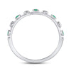 10kt White Gold Womens Round Emerald Dot Flower Stackable Band Ring 1/12 Cttw