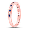 10kt Rose Gold Womens Round Blue Sapphire Diamond Alternating Stackable Band Ring 1/4 Cttw