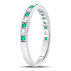 10kt White Gold Womens Round Emerald Diamond Alternating Stackable Band Ring 1/4 Cttw