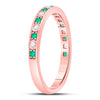 10kt Rose Gold Womens Round Emerald Diamond Alternating Stackable Band Ring 1/4 Cttw