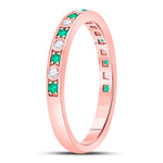 10kt Rose Gold Womens Round Emerald Diamond Alternating Stackable Band Ring 1/4 Cttw