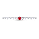 10kt White Gold Womens Round Ruby Diamond Stackable Band Ring .03 Cttw