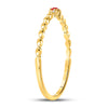 10kt Yellow Gold Womens Round Ruby Diamond Stackable Band Ring .03 Cttw