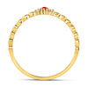 10kt Yellow Gold Womens Round Ruby Diamond Stackable Band Ring .03 Cttw