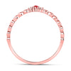 10kt Rose Gold Womens Round Ruby Diamond Stackable Band Ring .03 Cttw