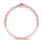 10kt Rose Gold Womens Round Ruby Diamond Stackable Band Ring .03 Cttw