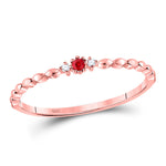 10kt Rose Gold Womens Round Ruby Diamond Stackable Band Ring .03 Cttw