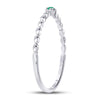 10kt White Gold Womens Round Emerald Solitaire Diamond-accent Stackable Ring .03 Cttw